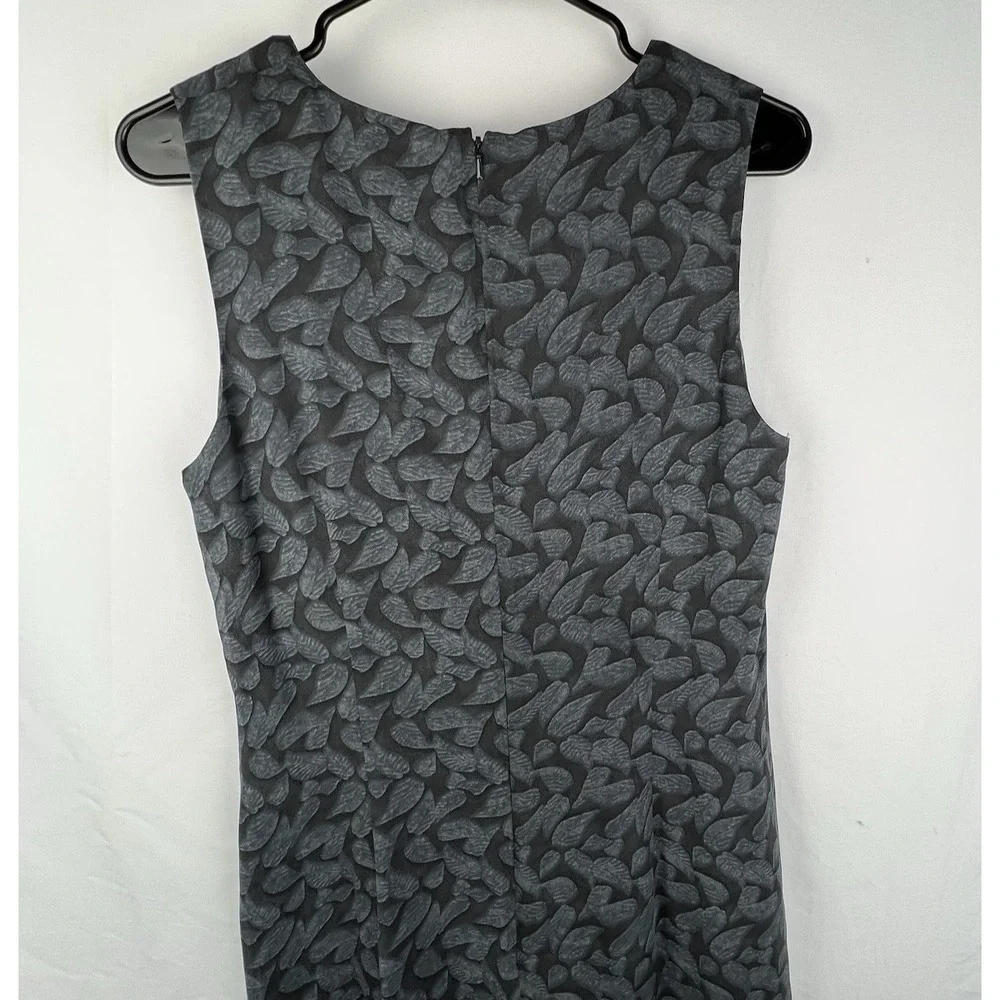 Banana Republic Sz 8 Gray 100% Silk Leaf Maxi Sheath Dress Sleeveless Back Slit - Picture 10 of 12